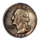 1963 25c Washington Quarter - Type-B Rev FS-901 - Colorful Toning - SKU-Y6139
