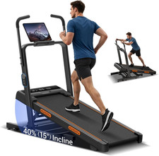 40  15  Incline Walking Pad Treadmills for Home, Elevated Dual Handle Bar