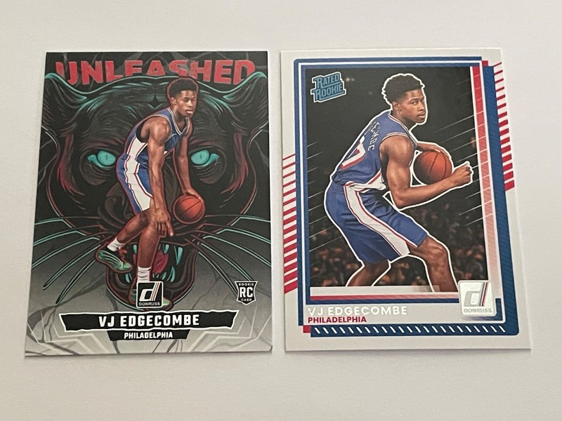 (2) 2025-26 Panini Donruss  Unleashed VJ Edgecombe #20 RC + Rated Rookie Base #1