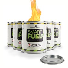 Smart Fuel Bioethanol Gel Cans Clean-Burning Bio Ethanol 6 Pack, Clear