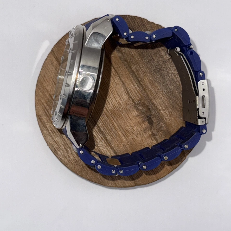 Mens U.S. Polo Assn. 50mm Blue Silver Watch Date Rotatable Bezel Silicone Strap - Image 4 of 4