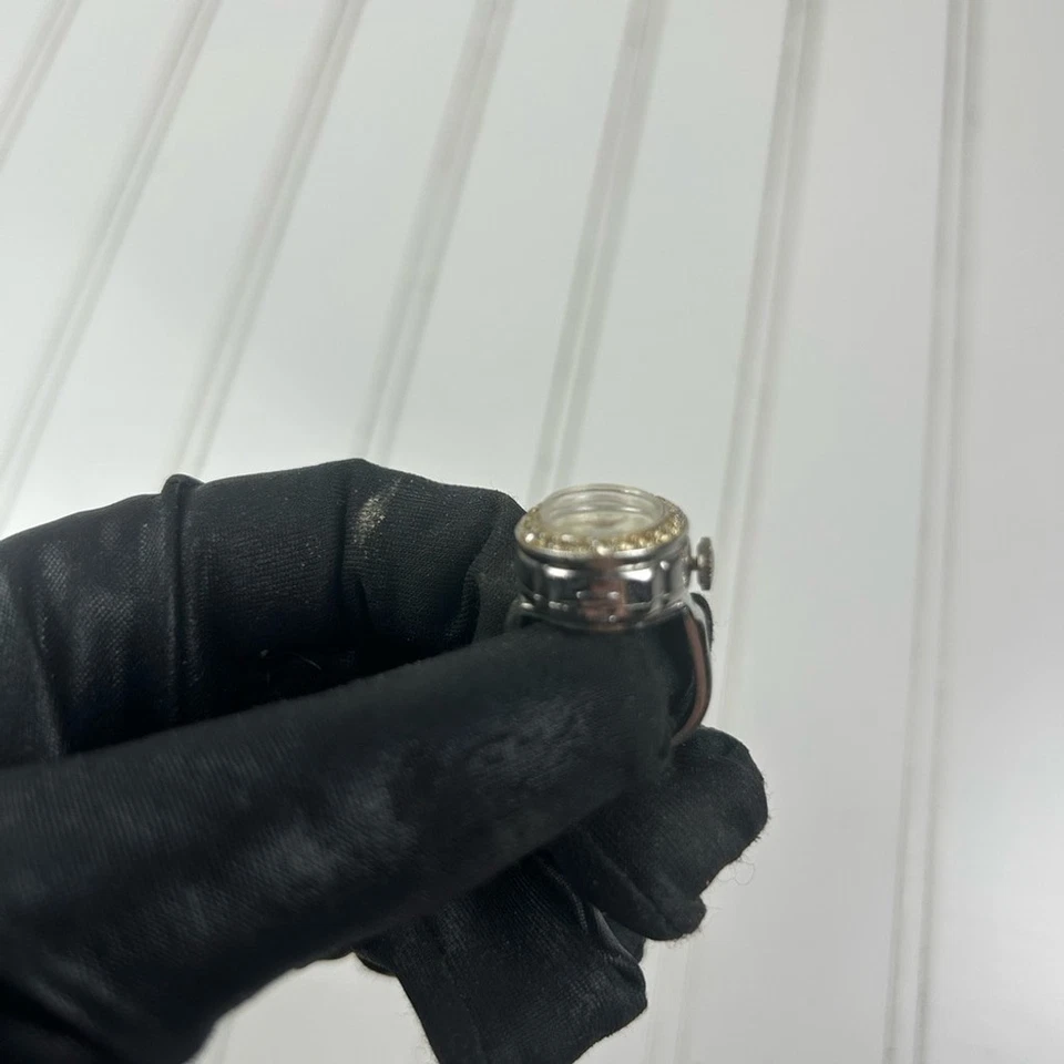 Кварцевые часы Garfield с кольцом размер 7 | винтажные серебристые с хрустальными акцентами - Изображение 3 из 4