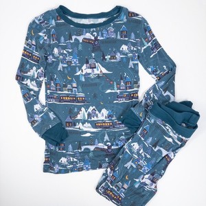 Little Sleepies Pajama Set Kids 3T Blue North Pole Midnight Express Bamboo