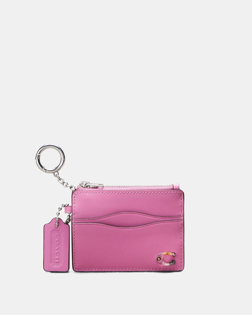 Coach Wavy Zip Card Case Wallet Coachtopia Pink Leather Key