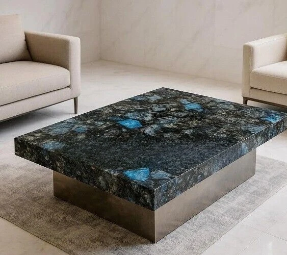 Labradorite Geode Coffee Table – Polished Crystal Slab – Unique Home Decor - Image 3 of 4