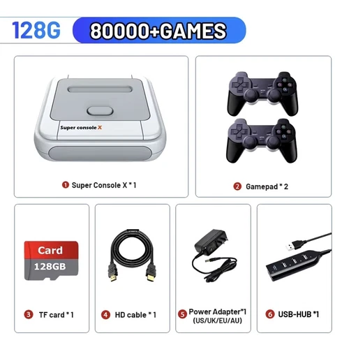 Spielkonsole Retro für TV Super Console X HDMI 2 Controller  80.000+ Spiele