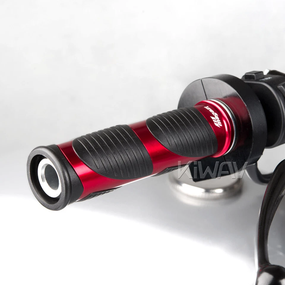 Empuñaduras Wave goma negra + moldura metálica roja 7/8" x1PC +1" x1PC se adapta a Suzuki Foto 4 de 4