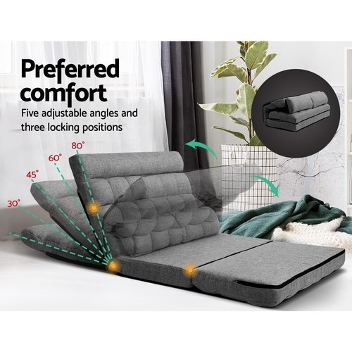 Artiss Floor Sofa Bed Lounge Recliner Folding 2 Seater Chaise Futon Chair Couch - Picture 4 of 32