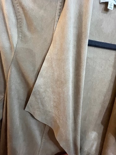 Max Studio Women’s Suede-Feel Drape Open Front Jacket, Size Small, Taupe Beige - Picture 9 of 11