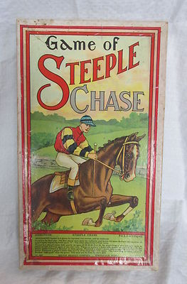 Antique Milton Bradley Board Game of Steeple Chase Jockey Racing Horse Jumping
