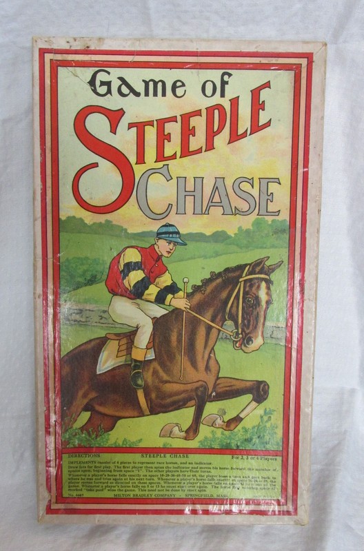 Antique Milton Bradley Board Game of Steeple Chase Jockey Racing Horse Jumping