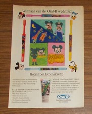 Seltene Werbung ORAL-B Zahnb&uuml;rsten Zahnpasta Disney Donald Duck Micky Maus 1995