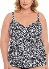 NWT 109 Swim Solutions Swimsuit Sz 18 Womens Black White Fauxkini Tiered NEW 