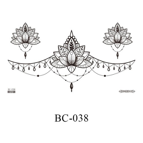Lotus Henna Mandala Chest Temporary Tattoos Fake Tattoo Sexy Waterproof Tatoos - Picture 4 of 32