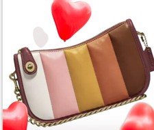 exotic Coach bag C3490 Swinger 20 With Quilting In Brass/Wine Multi