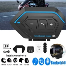 Motorcycle Bluetooth 5.0 Headset Helmet Handsfree Earphones Intercom Speaker Mic