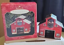 Hallmark Keepsake Red Barn Ornament Farmhouse Country Chickens Horse 1999