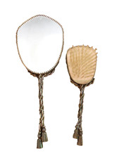 Vintage Hand Mirror Hair Brush Set