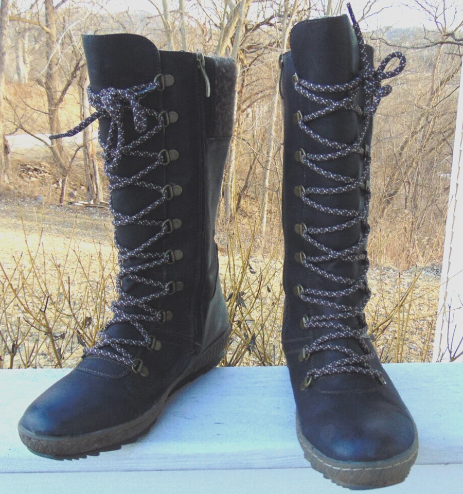 Spring Step Chibero Botas Marrón Oscuro Medio Pantorrilla Cuero Botas Forro de Piel Sintética ~ 9 Foto 2 de 4