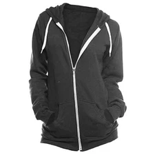 Royal Apparel Cotton-Poly Blend Mens Hoodie-Full Zip-White Accent-Fashion Fleece