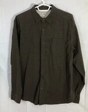 Horny Toad Men Size M Red Brown Plaid Long Sleeve Button Organic Cotton Shirt