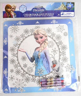 Frozen Elsa - Color Your Own Puzzle - mit 20 Teilen und 4 Crayons Malstifte