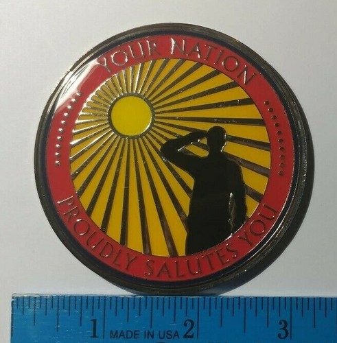 Challenge Coin Our Nation Proudly Salutes You Sunrise Thank You Large 2.75" Box - Picture 3 of 7