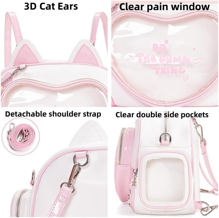 Vobomo Kat Kawaii Rugzak Kat Ita Bag PU Lederen Rugzak Grote