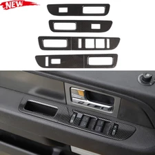 Carbon Fiber Inner Window Lift Panel Switch Trims Cover For Ford F150 2009-2014
