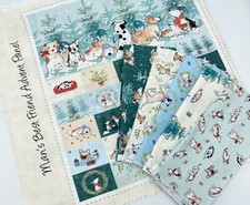 Dog Christmas Cotton Fabric Man's Best Friend Puppy Quilting and Advent Panel