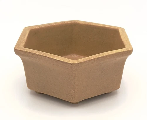 Vintage 70s Haeger 4003 USA Hexagon Planter Succulent Flower Brown Mustard Color