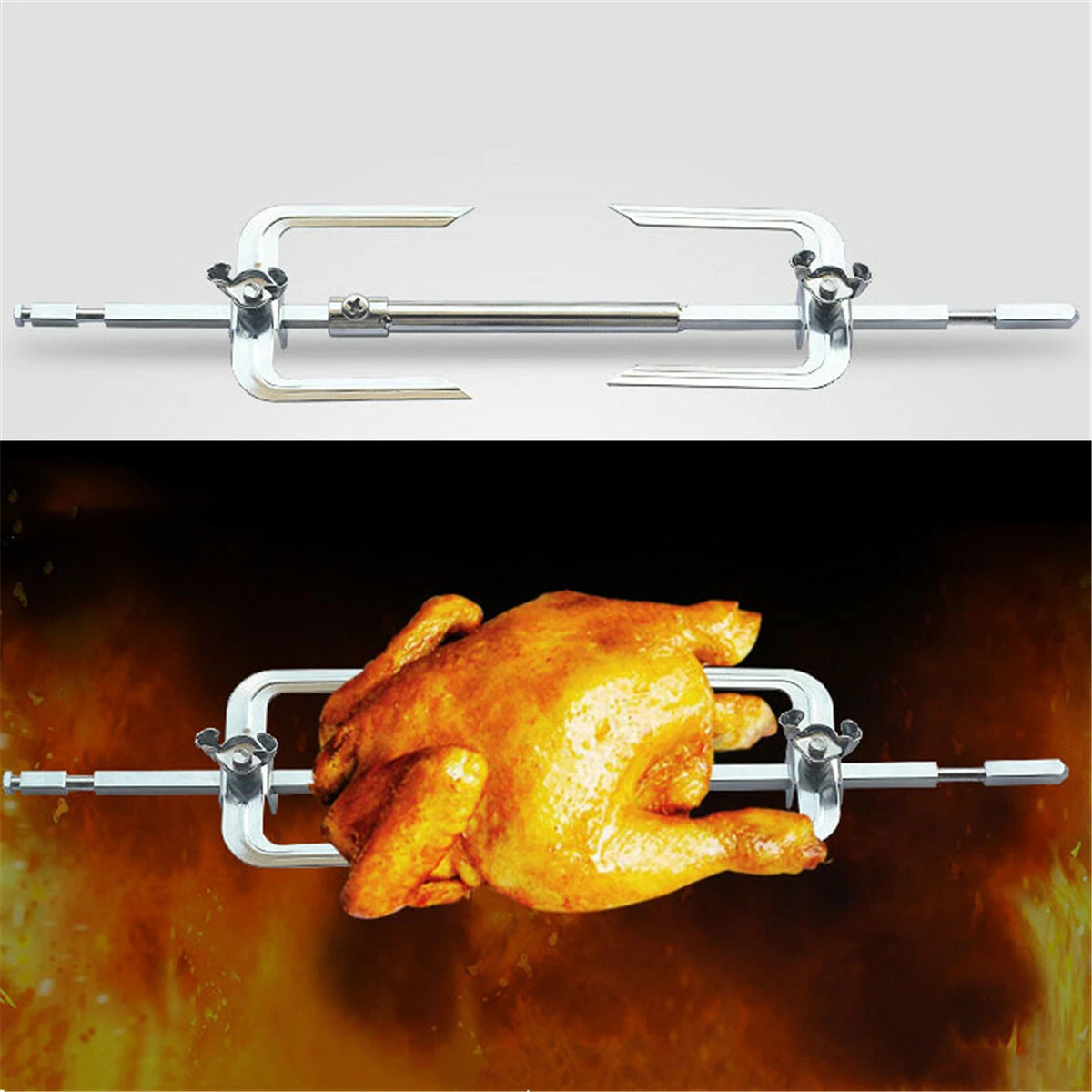 Electric BBQ Rotisserie Grill Roast Rod Spit Universal Kit Motor