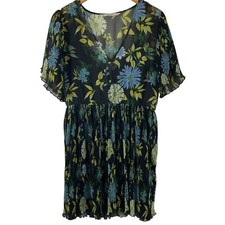Zara Basic Womens Chiffon Pleated Floral Dress with Slip Size Medium