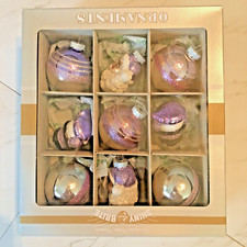 Shiny Brite Radko 9 Glass Christmas Ornaments 1940's Inspired Purple Santa NEW