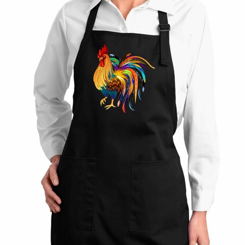 Cute Chicken Gift Apron Bib w/Pockets Custom Printed Rooster Chicken Lover Farm - Picture 3 of 10