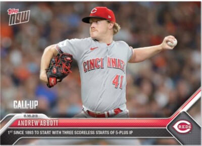 2023 MLB Topps NOW 452 ANDREW ABBOT CINCINNATI REDS ROOKIE CALL UP PRESALE