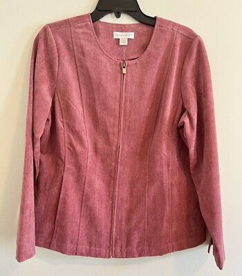 Christopher & Banks Womens Blazer Jacker Pink Faux Suede Full Zip Size M