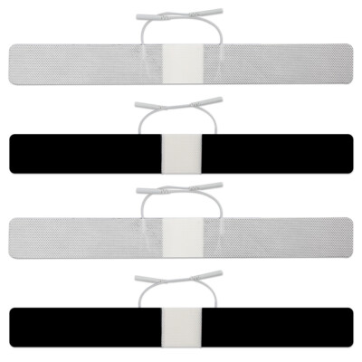 4PCS Long Strip Shape TENS Unit Electrodes Pads with 2mm Pigtail Type Connectors