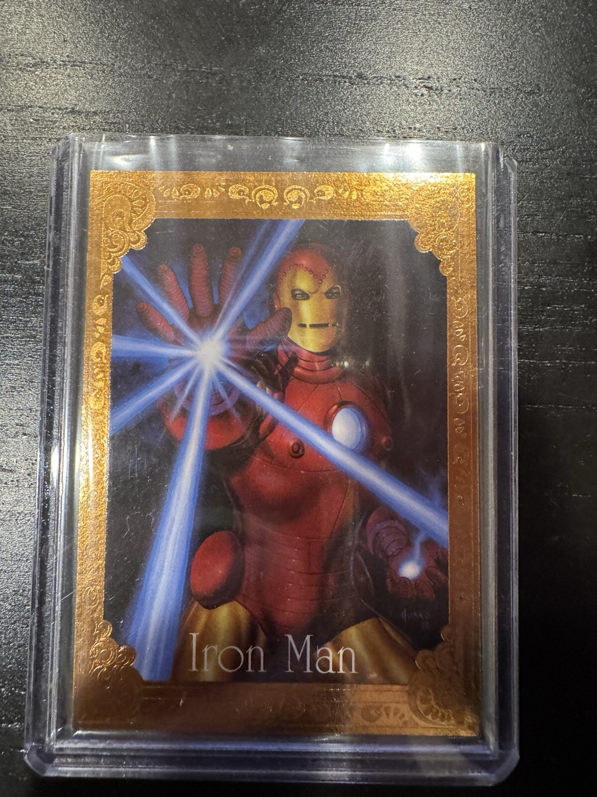 2016 Marvel Masterpieces IRON MAN (99/99) OMEGA GOLD CANVAS GALLERY CARD, #96 NM