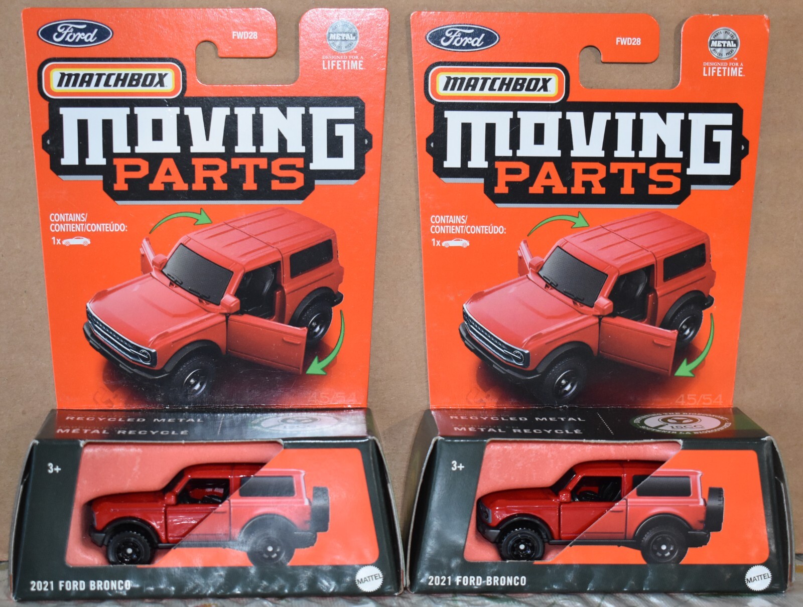 NEW 2024 Matchbox Moving Parts Series  *2021 FORD BRONCO*  Red Truck LOT OF 2