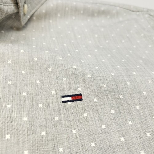 Tommy Hilfiger Mens Shirt Medium Slim Fit Grey Short Sleeve Star Print Genuine - Picture 8 of 13