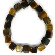 NG3076 Golden Brown 4mm Square Cube Natural Tiger's Eye Gemstone Beads 16"