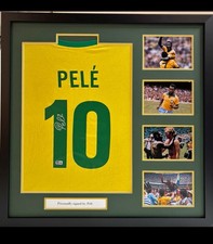 Pele Signed Brazil Shirt in Deluxe Frame