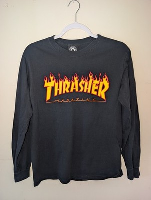 Thrasher Magazine Long Sleeve Black T-shirt Skate Size Youth SMALL