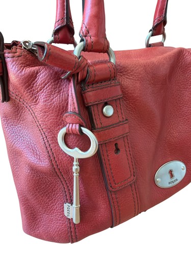 VTG Fossil Maddox Embossed Buttery Soft Leather Satchel Handbag Brick Red Purse, $34.99 - Photo 5