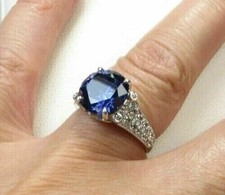 Wedding Ring LabCreated Blue Sapphire 14K White Gold Plated 2Ct Round Women's