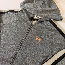 Victoria's Secret PINK Metallic Silver Sequin Logo Full Zip Hoodie Gray Large