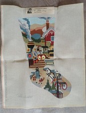Peter Ashe Hand Painted Needlepoint Canvas Victorian Christmas Stocking 1976