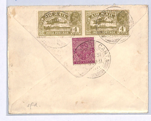 INDIA Air Mail KGV 4a PAIR Cover *CAWNPORE CANT* 1931 CDS London AEROPLANES WY13 - Picture 2 of 16