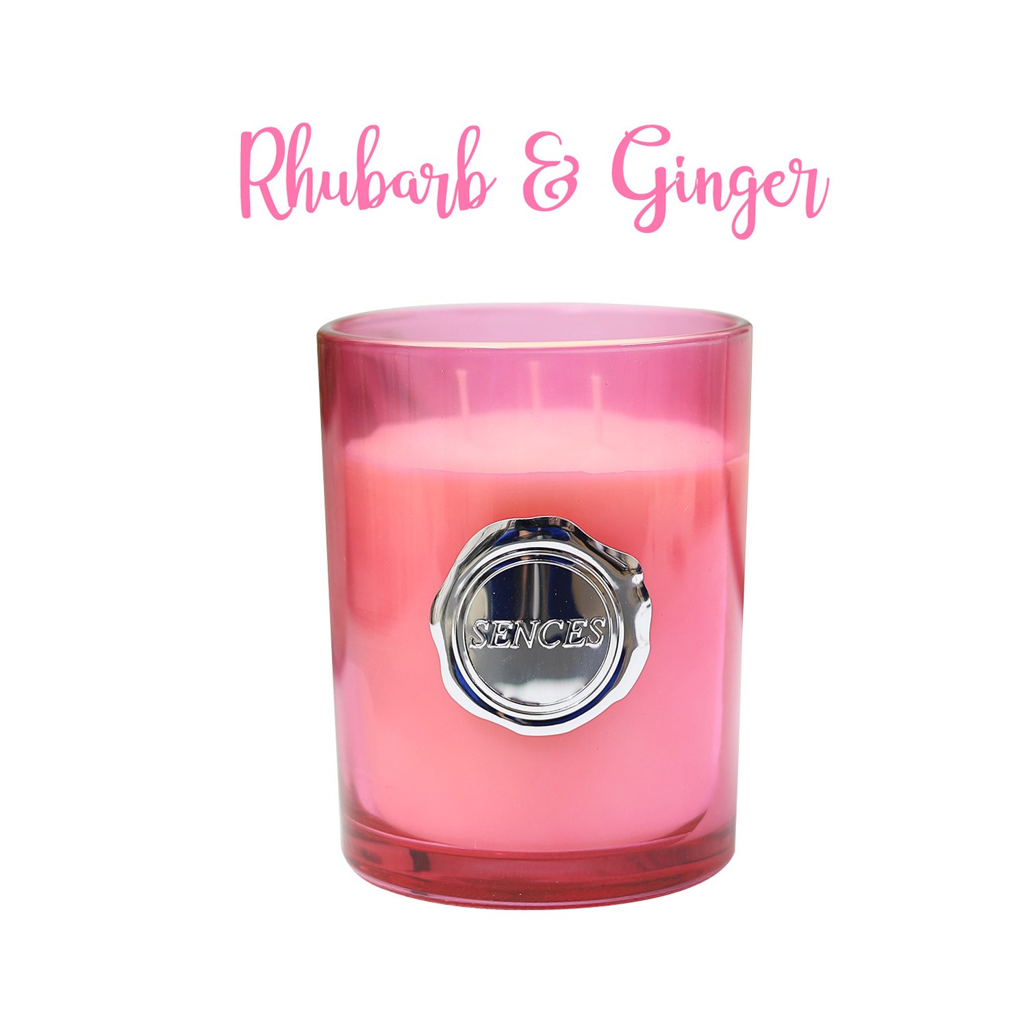 3-Wicks Scented Candle Glass Jar Rhubarb & Ginger 470g Aromatherapy Fragrance